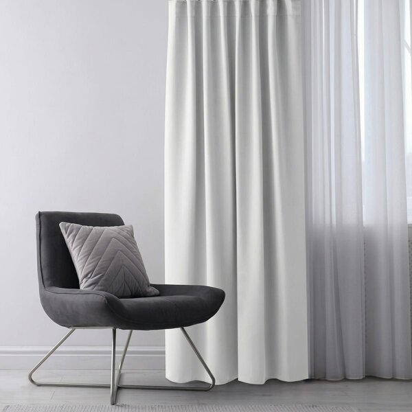 Draperie Blackout Alba cu Inele Argintii 140x244 cm – Opacitate 90%