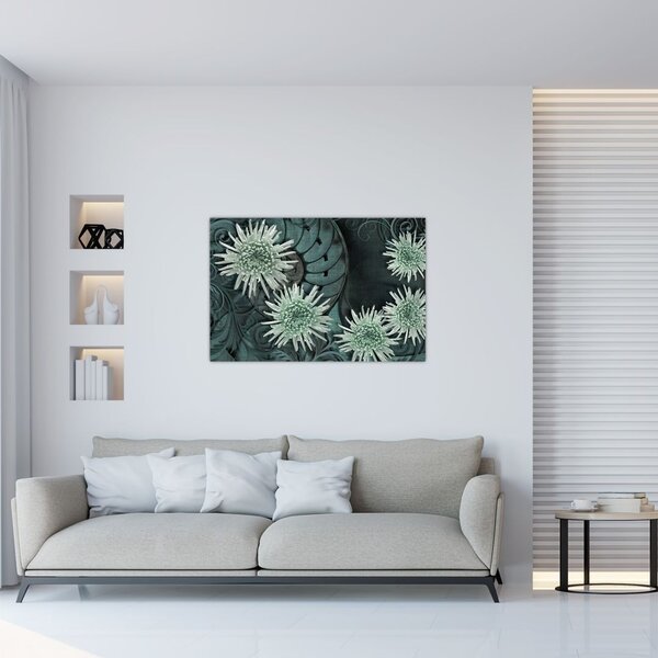 Tablou - Flori verzi (90x60 cm)