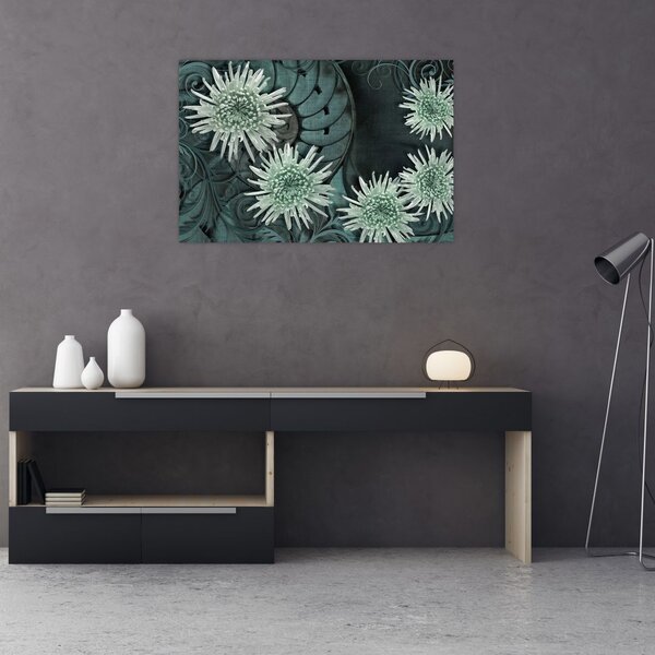 Tablou - Flori verzi (90x60 cm)