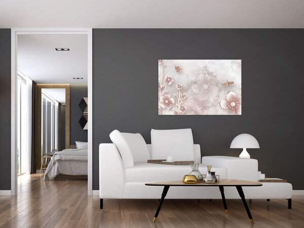 Tablou - Flori roz (90x60 cm)