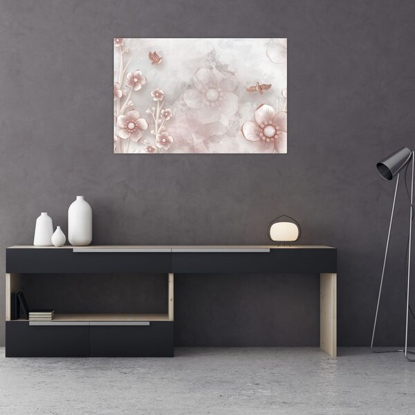 Tablou - Flori roz (90x60 cm)