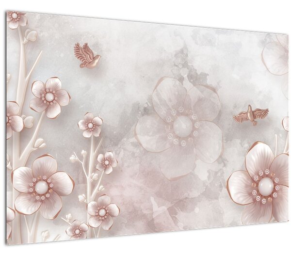 Tablou - Flori roz (90x60 cm)