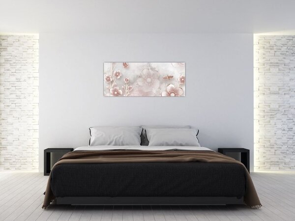 Tablou - Flori roz (120x50 cm)