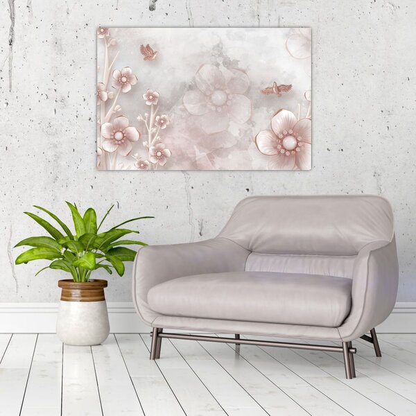 Tablou - Flori roz (90x60 cm)
