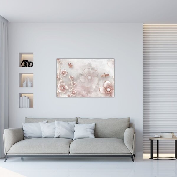 Tablou - Flori roz (90x60 cm)