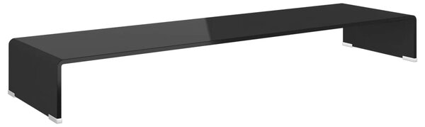 Stand TV/Suport monitor, sticlă, 110x30x13 cm, negru