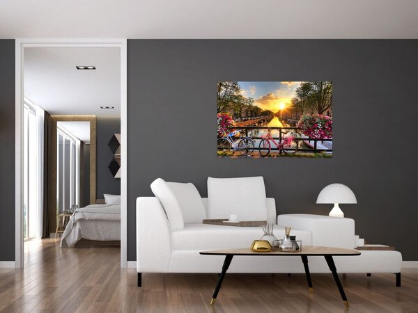 Tablou - Răsărit de soare la Amsterdam (90x60 cm)