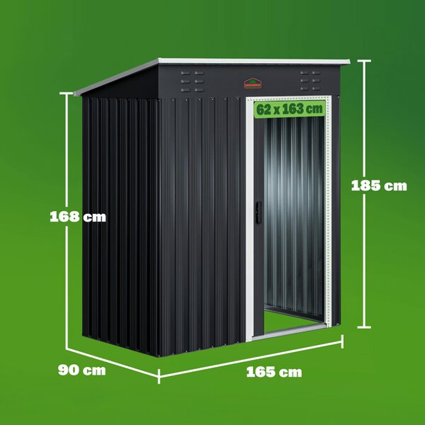 Căsuță de grădină din metal antracit GARDEBRUK® 185 x 165 x 90 cm