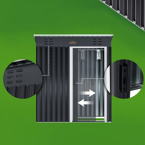 Căsuță de grădină din metal antracit GARDEBRUK® 185 x 165 x 90 cm