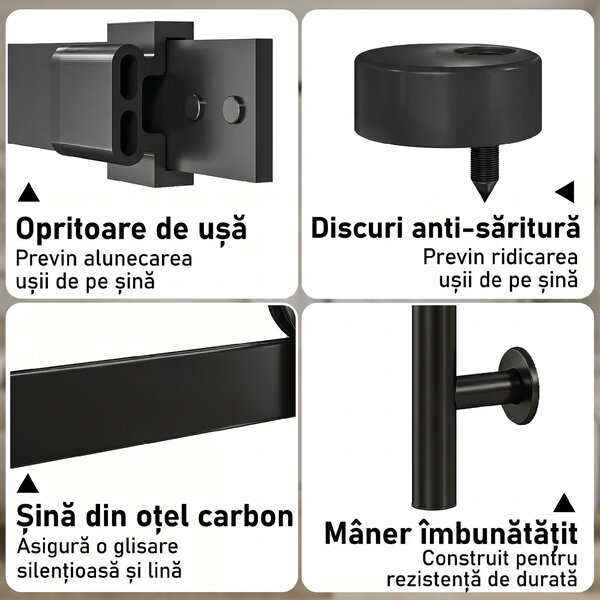 HOMCOM Ușă Glisantă 91.4x213.4cm cu Kit, Panouri din Sticlă, Aspect Lemn Alb | Aosom Romania