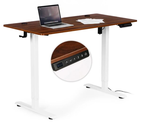 Masă de lucru electrică reglabilă pe înălțime cu picioare albe - 120 x 60 cm