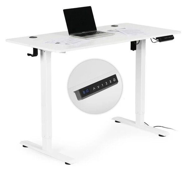 Masă de lucru electrică reglabilă pe înălțime cu picioare albe - 120 x 60 cm