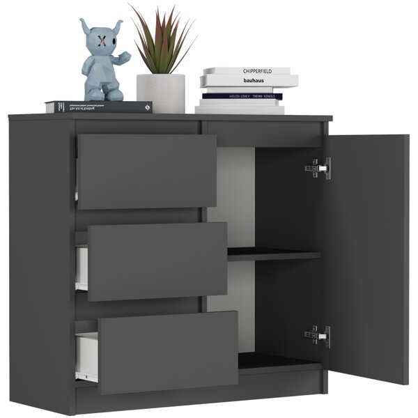 Comoda R-80-S3 cu sertare 80 cm - diverse variante de culori Alb