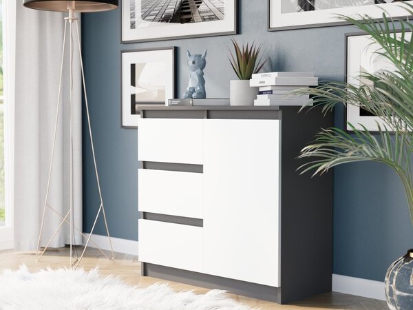 Comoda R-80-S3 cu sertare 80 cm - diverse variante de culori Alb