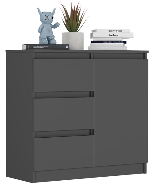 Comoda R-80-S3 cu sertare 80 cm - diverse variante de culori Alb