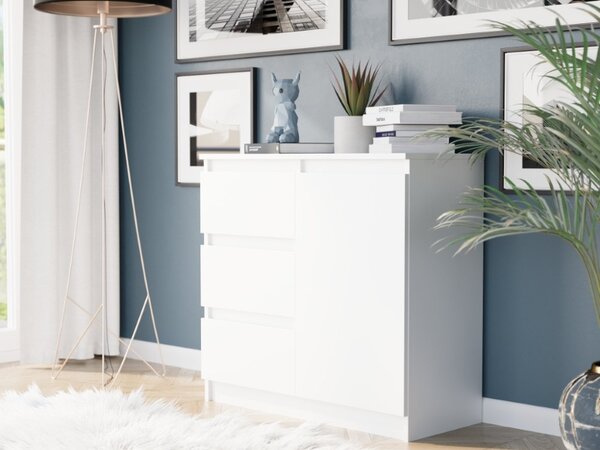 Comoda R-80-S3 cu sertare 80 cm - diverse variante de culori Alb