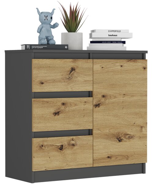 Comoda R-80-S3 cu sertare 80 cm - diverse variante de culori Alb