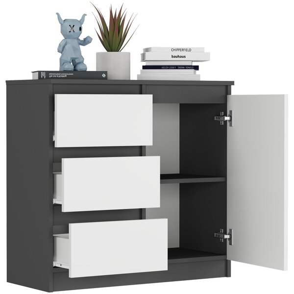 Comoda R-80-S3 cu sertare 80 cm - diverse variante de culori Alb