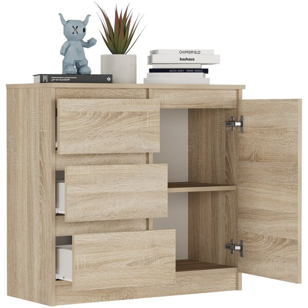 Comoda R-80-S3 cu sertare 80 cm - diverse variante de culori Alb