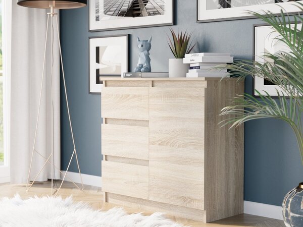 Comoda R-80-S3 cu sertare 80 cm - diverse variante de culori Alb