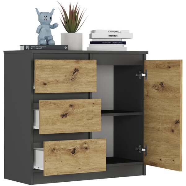 Comoda R-80-S3 cu sertare 80 cm - diverse variante de culori Alb