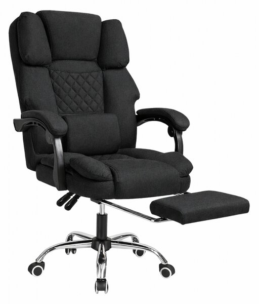 Scaun de birou ergonomic cu suport pentru picioare și masaj - material negru