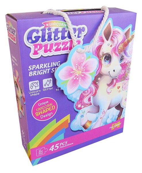 Puzzle cu sclipici 45 piese, Unicorn, 88951