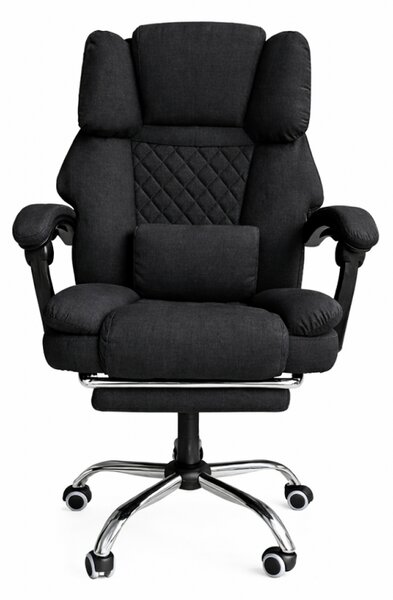 Scaun de birou ergonomic cu suport pentru picioare și masaj - material negru