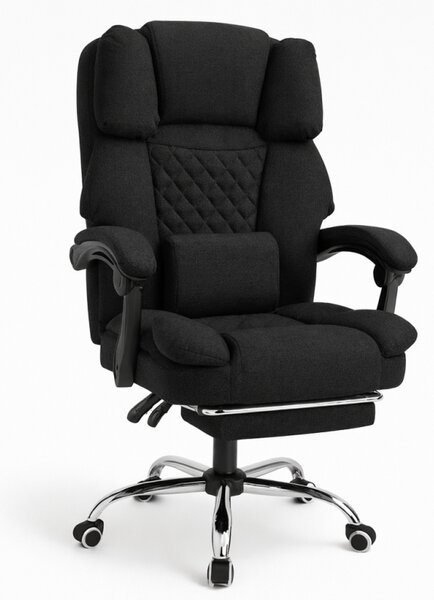 Scaun de birou ergonomic cu suport pentru picioare și masaj - material negru