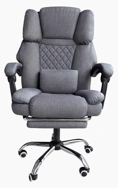 Scaun de birou ergonomic cu suport pentru picioare și masaj - material gri