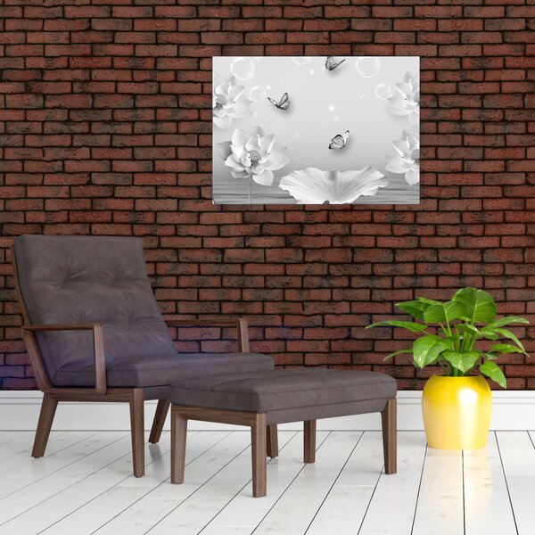 Tablou - Design flori și fluturi (70x50 cm)