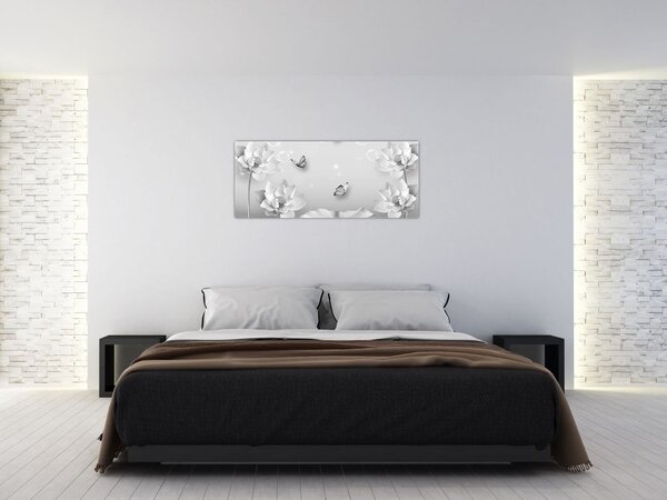Tablou - Design flori și fluturi (120x50 cm)