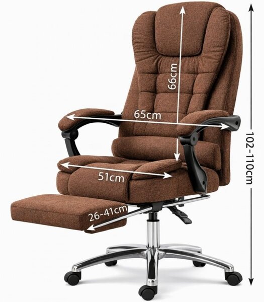 Scaun de birou BOSS cu suport pentru picioare - tesatura maro