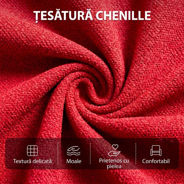 HOMCOM Fotoliu Masaj Reclinabil Manual 160° din Chenille cu Suport Picioare, Telecomandă, Buzunare, Roșu Vin | Aosom Romania