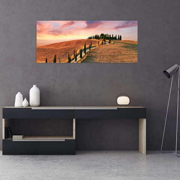 Tablou - Casa pe deal Toscana, Italia (120x50 cm)