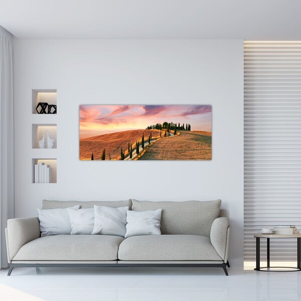 Tablou - Casa pe deal Toscana, Italia (120x50 cm)
