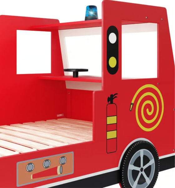 Pat pentru copii Noah cu grătar - camion de pompieri 200 x 90 cm