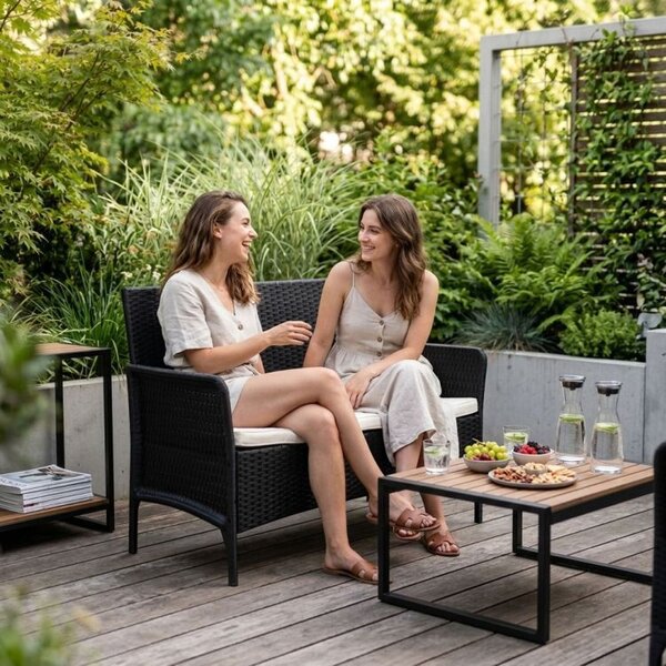 Canapea de grădină cu pernă - canapea din rattan pentru balcon și terasă