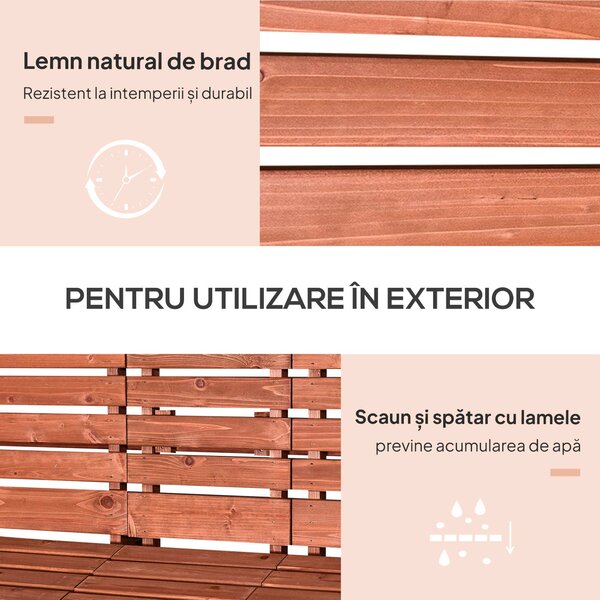 Set 2 Scaune de Gradina cu Masuta Outsunny, Lemn 160x70x85cm | Aosom Romania