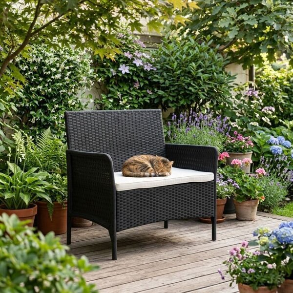 Canapea de grădină cu pernă - canapea din rattan pentru balcon și terasă