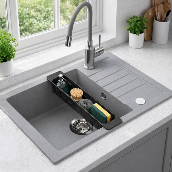 Ruvetti Natu Compact chiuveta cu baterie și accesorii gri/oțel LP_3200-NC6244GR_W