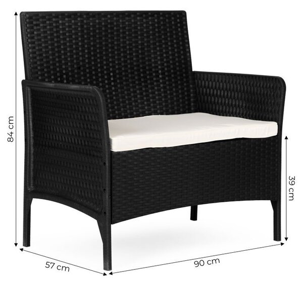 Canapea de grădină cu pernă - canapea din rattan pentru balcon și terasă