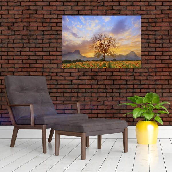 Tablou - Peisaj cu floarea soarelui (90x60 cm)