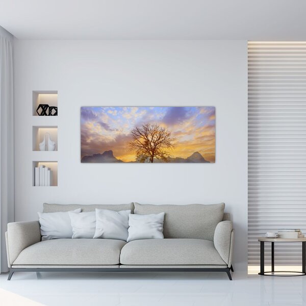 Tablou - Peisaj cu floarea soarelui (120x50 cm)