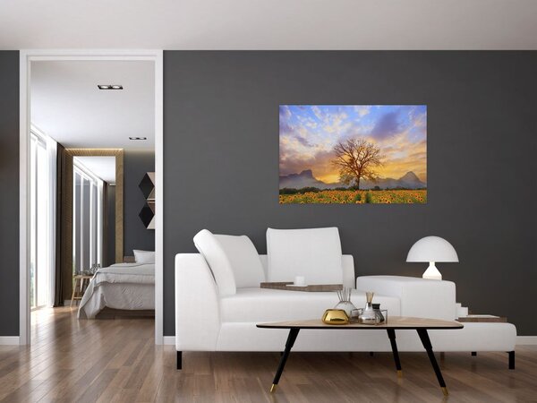 Tablou - Peisaj cu floarea soarelui (90x60 cm)