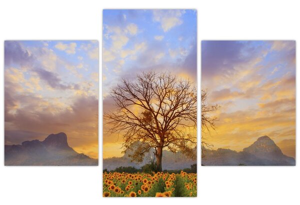 Tablou - Peisaj cu floarea soarelui (90x60 cm)