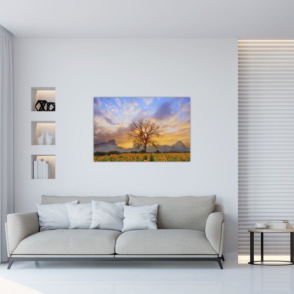 Tablou - Peisaj cu floarea soarelui (90x60 cm)