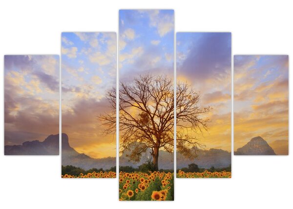 Tablou - Peisaj cu floarea soarelui (150x105 cm)