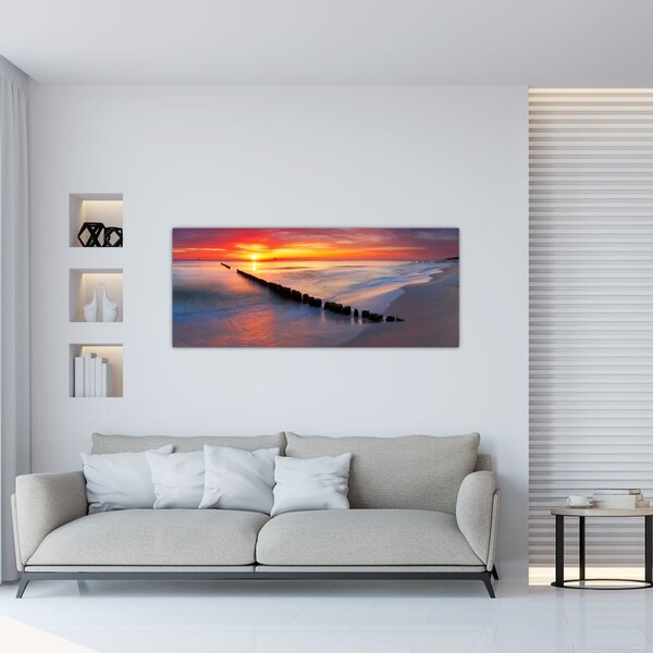 Tablou - Apus de soare, Marea Baltică, Polonia (120x50 cm)