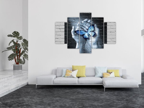 Tablou - Fluture pe perete (150x105 cm)